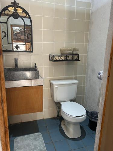 a bathroom with a toilet and a sink at Los Catorce in Real de Catorce