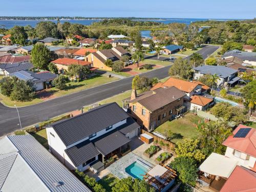 an aerial view of a residential suburb at Mariners Rest - Heated pool and outdoor spa in Yamba