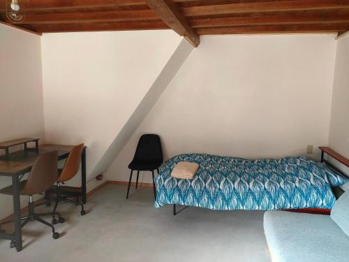 a bedroom with a bed and a desk and a table at Homestay at Remote Organic Farm in Nachikatsuura