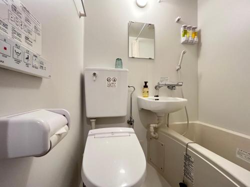 a bathroom with a white toilet and a sink at nirasakiyaSTAY in Nirasaki