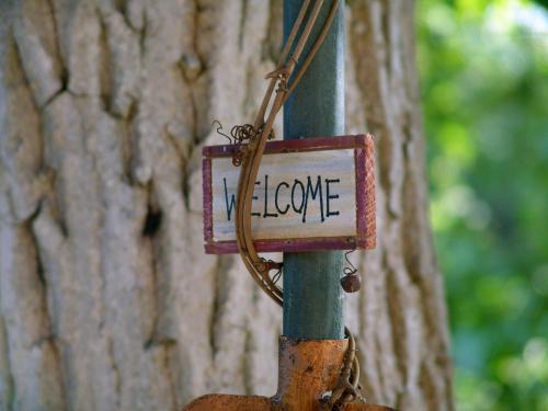 a sign that says you love attached to a tree at Ailanto in Lygia