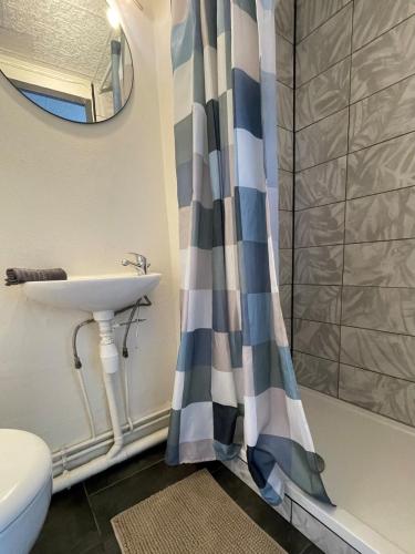 une salle de bain avec lavabo et douche dans l'établissement EasyColmar, à Colmar