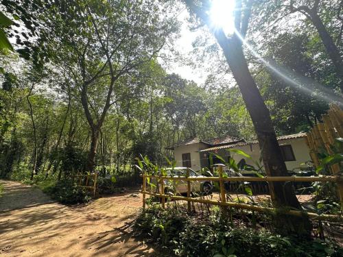 a fence in front of a house in the woods at Pookie stay athirapilly in Athirappilly