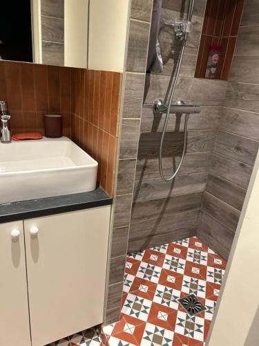 un bagno con doccia e lavandino di Paris Tour Eiffel a Parigi