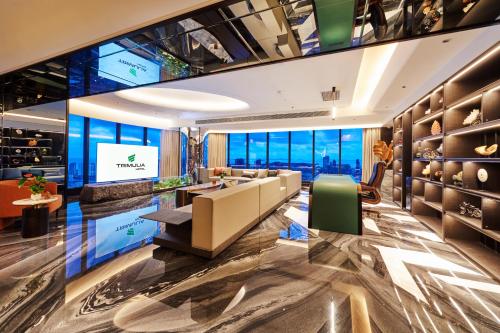an office with a view of the city at TRIMULIA Hotel in Sihanoukville