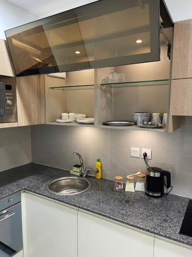Kuchyň nebo kuchyňský kout v ubytování Penta Square DHA Sapphire Studio Apartment