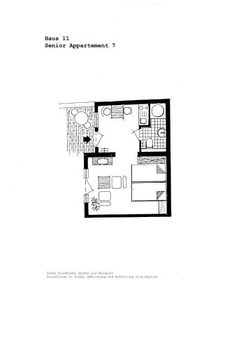 a floor plan of a apartment with a living room at Appartementhaus Strandnähe in Warnemünde