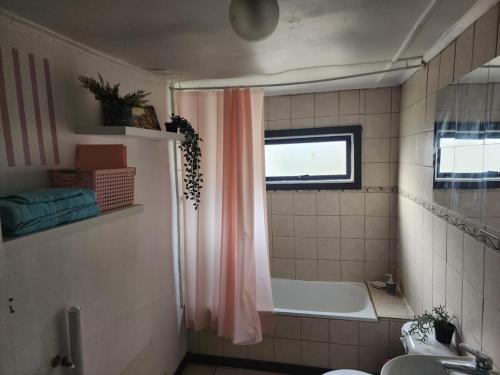 łazienka z wanną, umywalką i prysznicem w obiekcie Casa completamente equipada, a 5 min del centro w mieście Punta Arenas