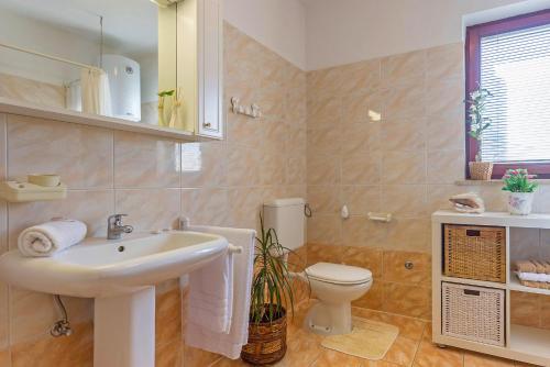 un bagno con lavandino e WC di Nada in Vinkuran (Haus für 8 Personen) a Pola (Pula)