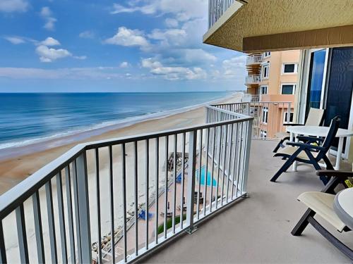 a balcony with a view of the beach at Shores Club 807 in Daytona Beach