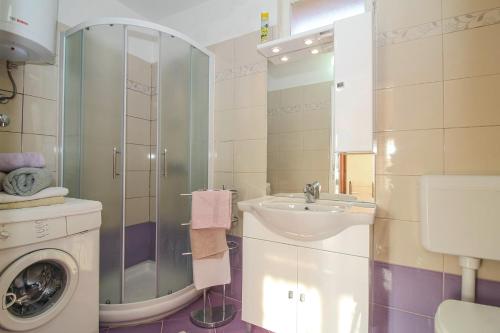 BarbanにあるInes in Barban - Haus für 4-5 Personenの洗面台と洗濯機を備えたバスルーム