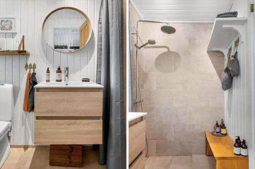 a bathroom with a shower and a sink at LF314-Hurup-Thy-Fjordternevej-10 in Sindrup