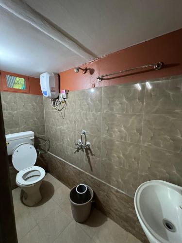 a bathroom with a toilet and a sink at Jajabori homestay in Dibrugarh