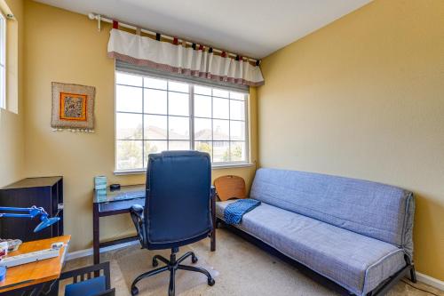 a bedroom with a bed and a desk and a chair at 1 Block to Bay Pet-Friendly Retreat in Alameda! in Alameda