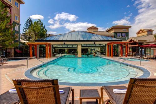 a large swimming pool in front of a building at Westgate Charm #4814B in Park City