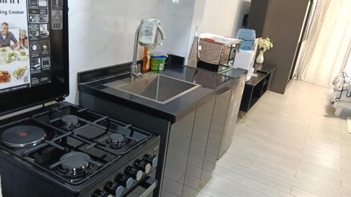 a kitchen with a stove and a sink at Quick Connect Studio Kileleshwa in Nairobi