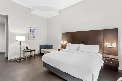 a bedroom with a large bed and a chair at Holiday Inn Express & Suites Cross Lanes by IHG in Cross Lanes