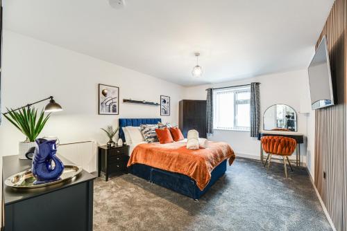 Ένα ή περισσότερα κρεβάτια σε δωμάτιο στο Stylish Flat Near Coop Arena & Etihad Stadium