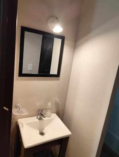 a bathroom with a sink and a mirror at Alta Montaña in Potrerillos