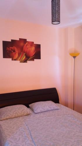 
Un pat sau paturi într-o cameră la Apartament Color
