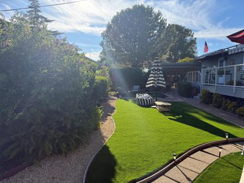 an aerial view of a yard with a house at Private Oasis in the Mountains in Oroville
