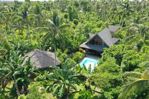 - une vue aérienne sur une maison dans la jungle dans l'établissement Tropical Jungle Villa 5 min walk to Cloud 9, à General Luna
