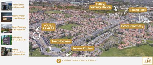 a map of a city with streets and buildings at Luna Apartments Newcastle Gateshead 1 in Gateshead