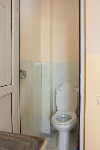 a bathroom with a toilet and a shower at Sakura Guesthouse in Bishkek