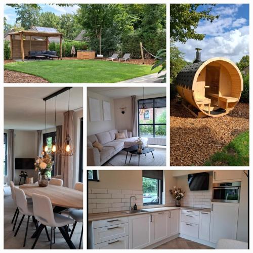 a collage of pictures of a kitchen and a house at Groene heuvels 101 in Ewijk