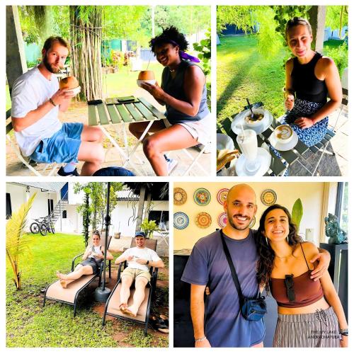 a group of people sitting around a picnic table at The Ivy Lake in Anuradhapura