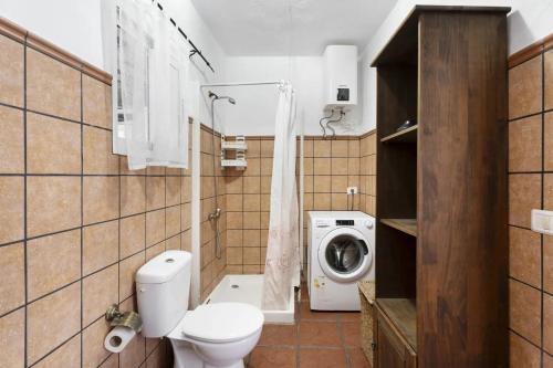 TesbaboにあるApartamento Acogedor en la isla de el Hierroのバスルーム(トイレ、洗濯機付)