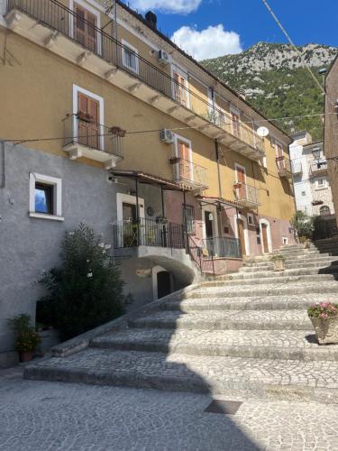 a group of stairs leading to a building at Victor's House in Pacentro