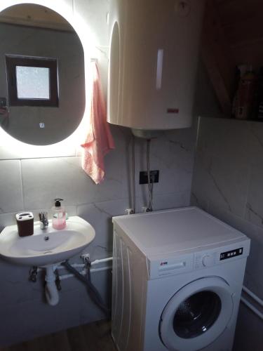 a bathroom with a washing machine and a sink at Masha in Žabljak