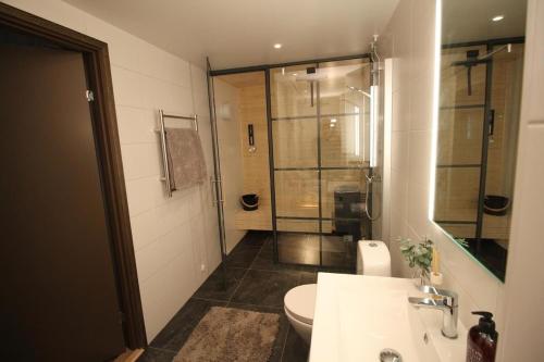 Phòng tắm tại Fjällbäcken Pool and Padel