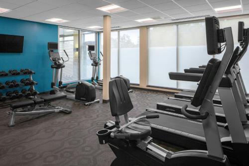 a gym with several treadmills and cardio machines at Fairfield Inn & Suites by Marriott Geneva Finger Lakes in Geneva