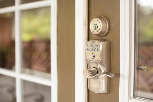 a close up of a door with a knob at 5th Street Ohana in Volcano