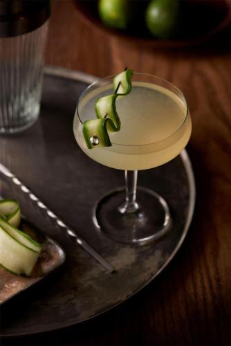 a martini glass with a lizard on it on a plate at Sunseeker Resort Florida Gulf Coast, Curio Collection Hilton in Port Charlotte