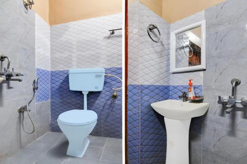 two pictures of a bathroom with a toilet and a sink at Super Collection O NIT More Adityapur Formerly Hotel Subheksha in Jamshedpur