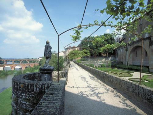 a statue of a man standing on a wall next to a river at Mercure Albi Rives du Tarn in Albi