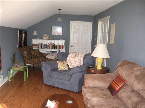 a living room with a couch and a table at Pet-Friendly Cabin Rental for Family Getaway in Lexington, Virginia in Timber Ridge
