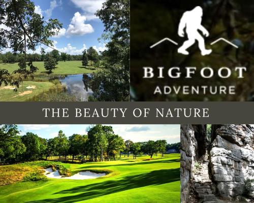 a collage of photos of a golf course and the benefits of nature at Stunning and Fully-Equipped Tiny House with Breathtaking Views of South Cumberland State Park in Monteagle, TN in Monteagle