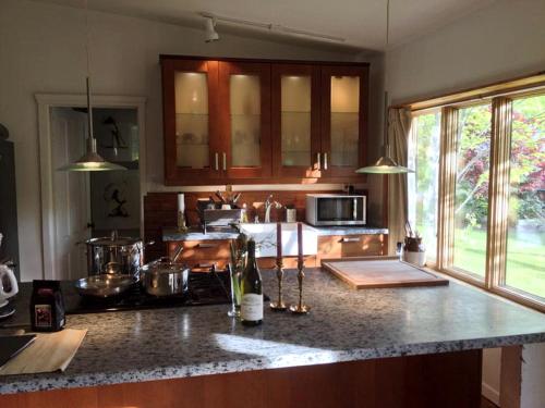 Η κουζίνα ή μικρή κουζίνα στο Luxury Open Floor Plan Studio Rental in Nine-Acre Sculpture Garden in the Adirondacks