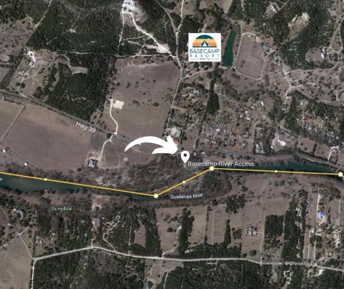 a map of the approximate location of the proposed site at Pet-Friendly Glamping Cabin, with River Access in Ingram, Texas in Hunt