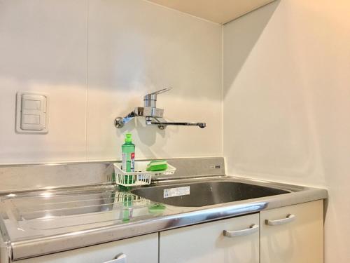 eine Küche mit einer Spüle und einem Wasserhahn in der Unterkunft Osaka Tengachaya Guesthouse SAYURI 3号館 in Wada