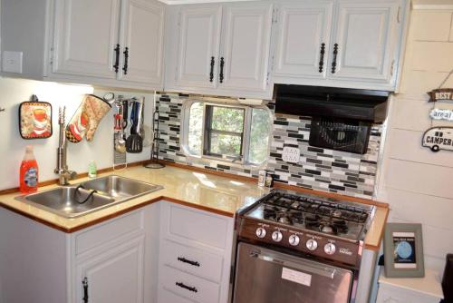 Køkken eller tekøkken på Texas Hill Country Vintage Caravan Glamping