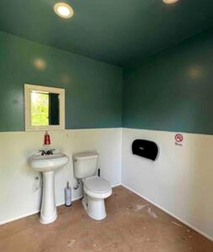 a bathroom with a toilet and a sink at Off-Grid Riverside Cabin in Belfast, NY that Sleeps 8 and Perfect Nature Escape in Oramel