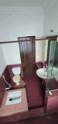 a bathroom with a toilet and a sink at Pixa Guest House in Dargai