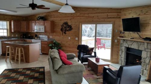 TV a/nebo společenská místnost v ubytování Cozy Riverside Cabin with Private Hot Tub in Rileyville, Virginia