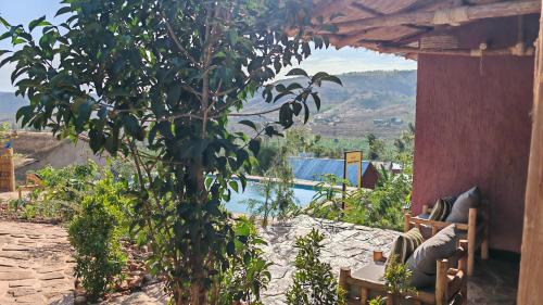 a house with a view of a tree and a pool at Akagera Park Inn in Akagera