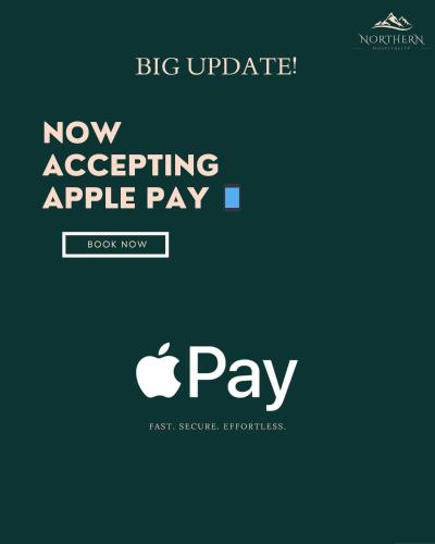 an apple logo with the words now accepting apple pay at Centaurus Apartment Mountain View Two Bedroom in Islamabad
